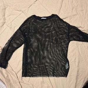 Black Mesh Long Sleeve Top